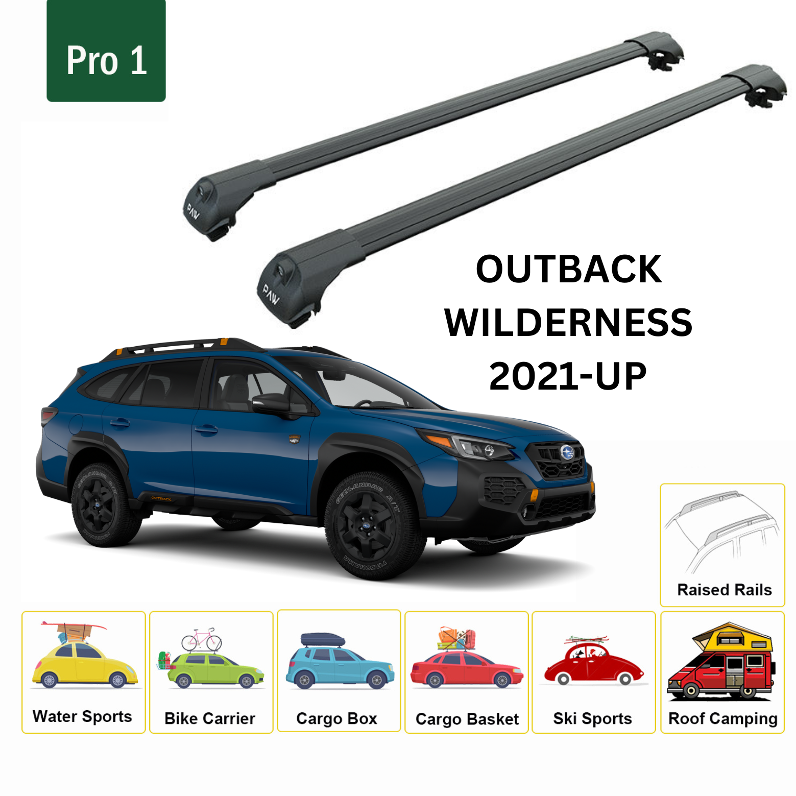 For Subaru Outback Wilderness Roof Rack Cross Bars Metal Bracket Raised Rail Alu Black 2021-Up For Subaru Outback Wilderness Roof Rack Cross Bars Metal Bracket Raised Rail Alu Black 2021-Up